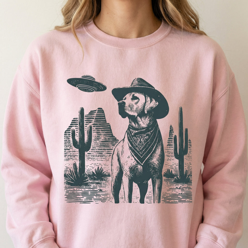 Vintage Labrador Retriever UFO T-Shirt - Western Cowboy Lab product image 4