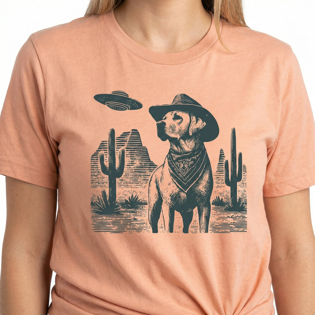 Vintage Labrador Retriever UFO T-Shirt - Western Cowboy Lab product image 5