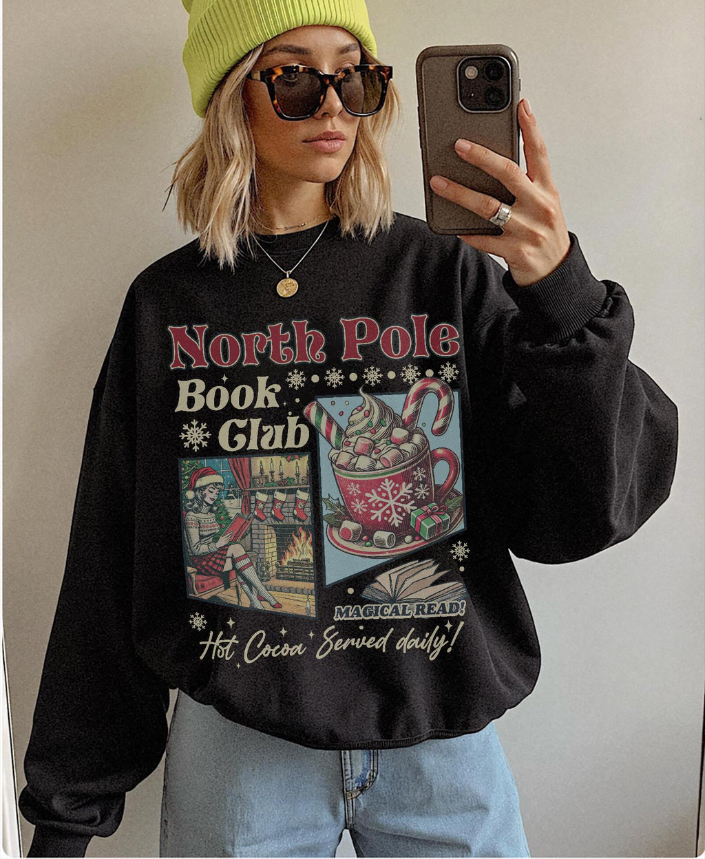 Vintage Look Christmas Sweatshirt 90s North Pole Graphic product image 5
