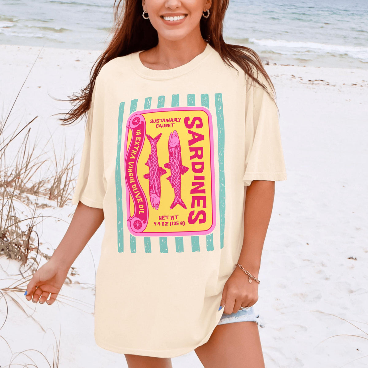 Vintage Sardines Graphic T-Shirt – Retro Coastal Aesthetic product image 2