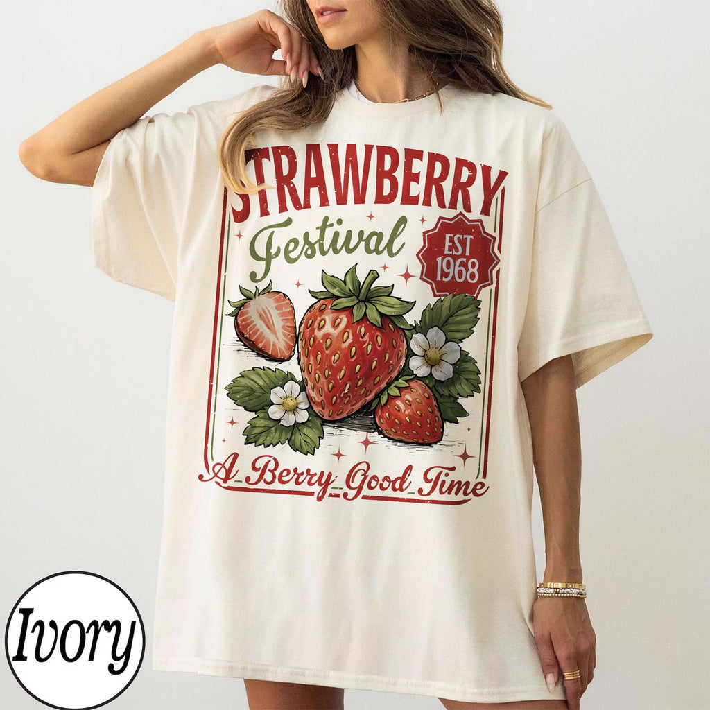 Vintage Strawberry Festival T-Shirt – Retro Fruit product image 1