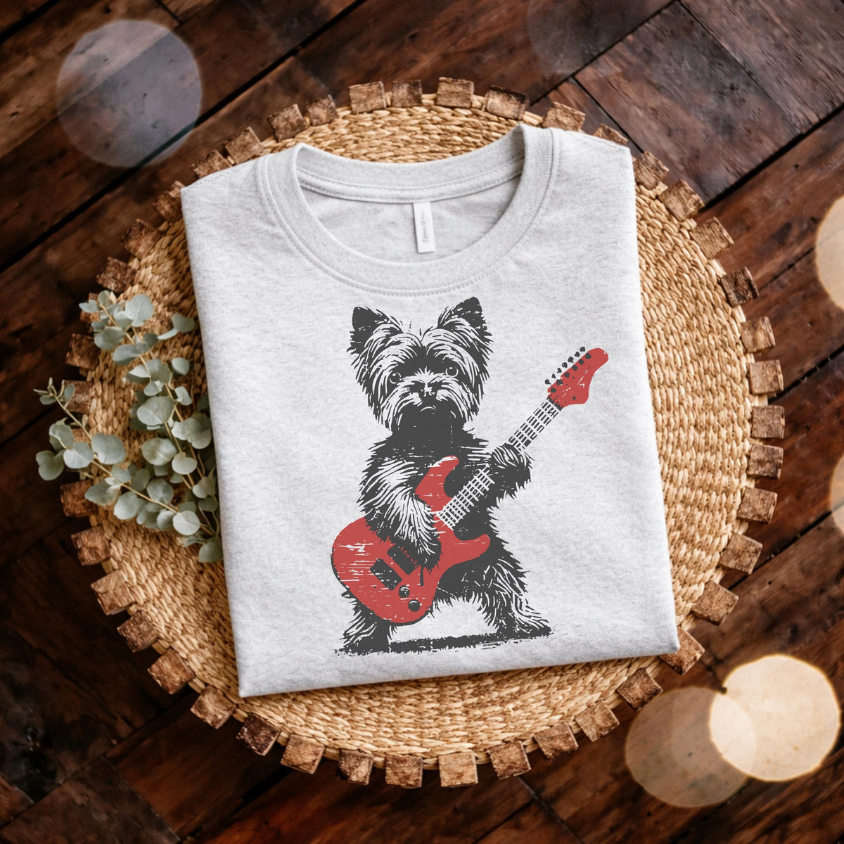 Vintage Yorkie Rock Graphic T-Shirt – Funny Dog Playing product image 2