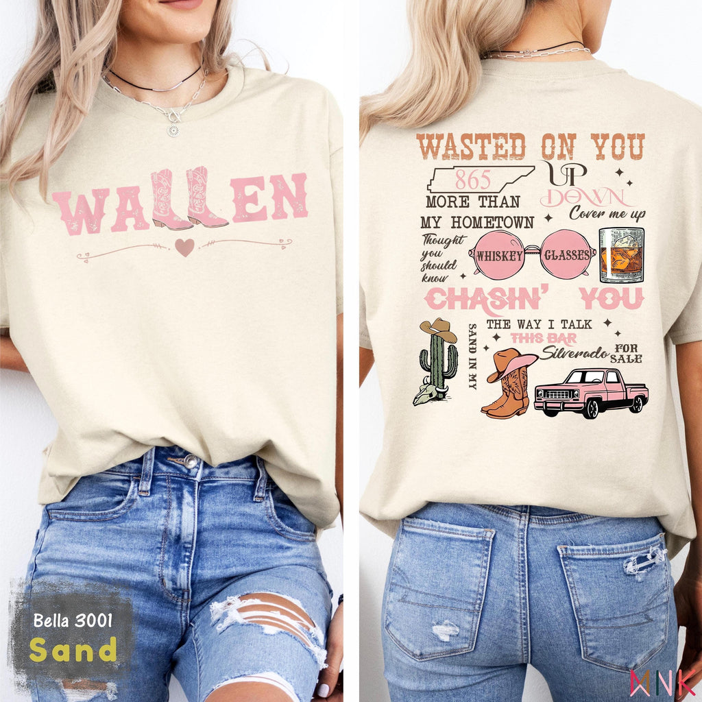 Wallen Country Concert T-Shirt – Pink Western Boot Graphic product image 1