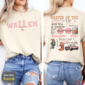 Wallen Country Concert T-Shirt – Pink Western Boot Graphic product image 1