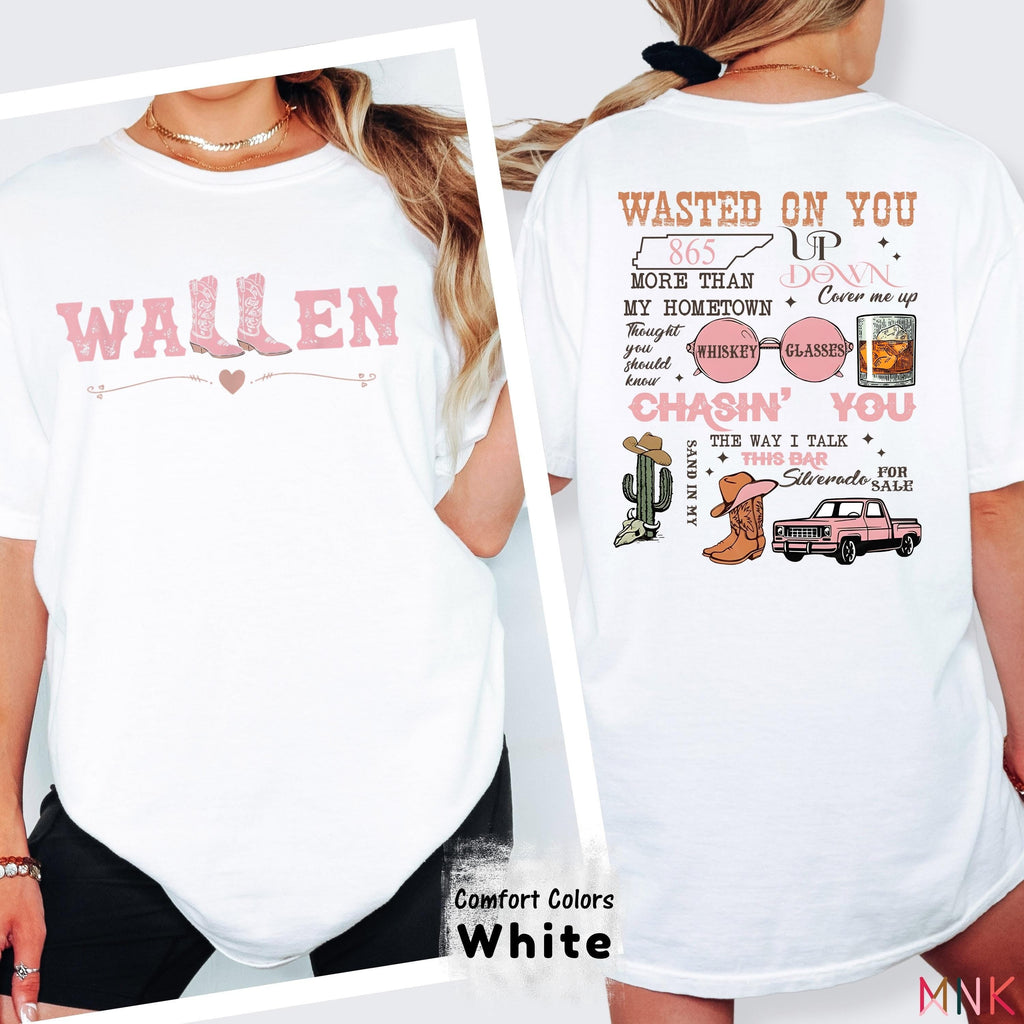 Wallen Country Concert T-Shirt – Pink Western Boot Graphic product image 2