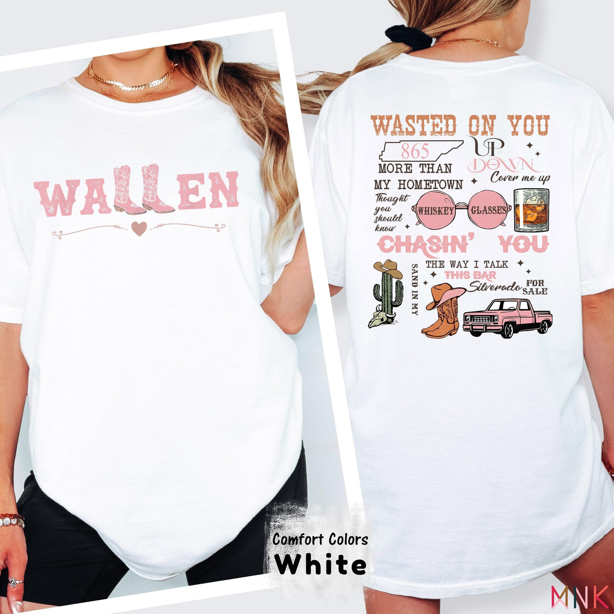 Wallen Country Concert T-Shirt – Pink Western Boot Graphic product image 2