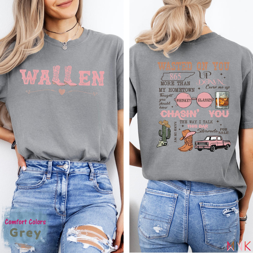 Wallen Country Concert T-Shirt – Pink Western Boot Graphic product image 4