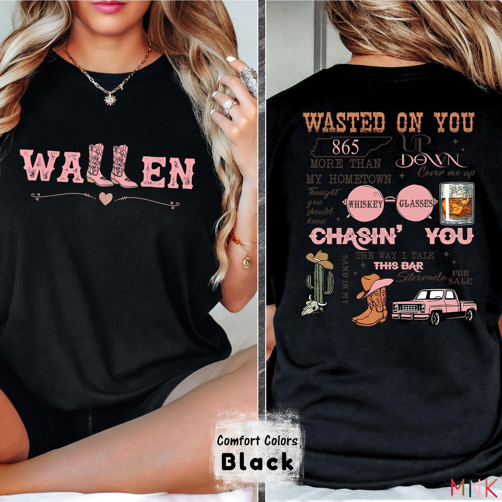 Wallen Country Concert T-Shirt – Pink Western Boot Graphic product image 5