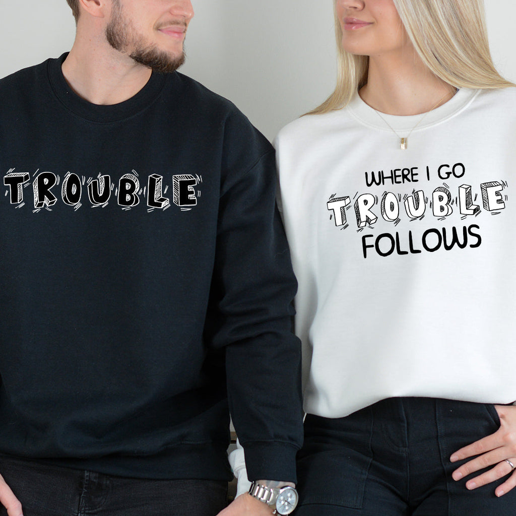 Where I Go Trouble Follows Matching Hoodies For Couples product image 5