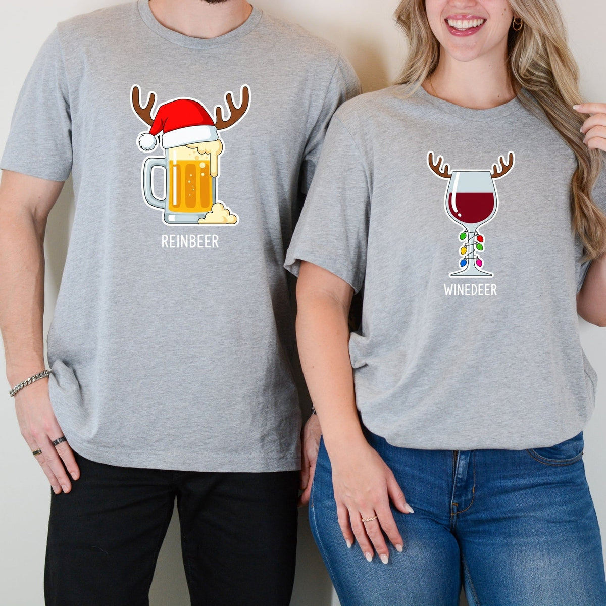 Winedeer Reinbeer Funny Matching T-Shirts For Couples product image 3