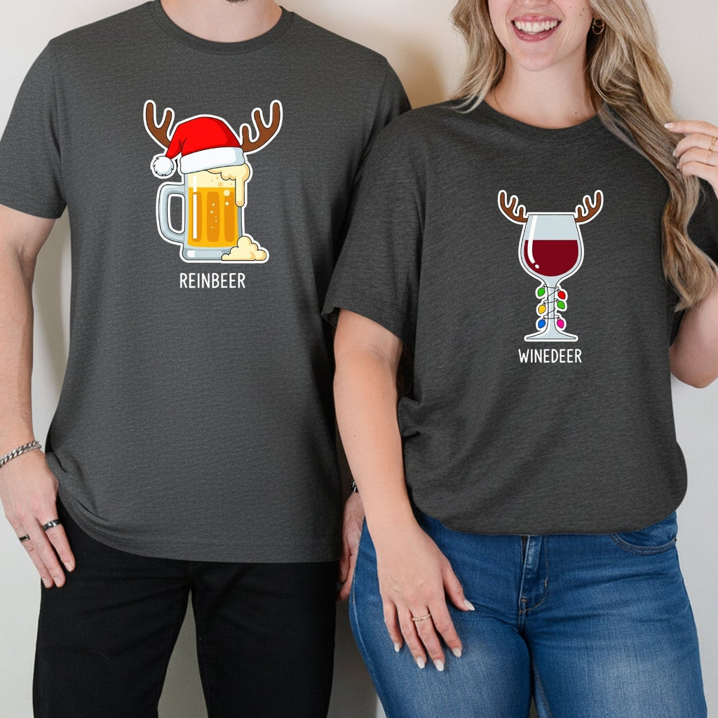 Winedeer Reinbeer Funny Matching T-Shirts For Couples product image 11
