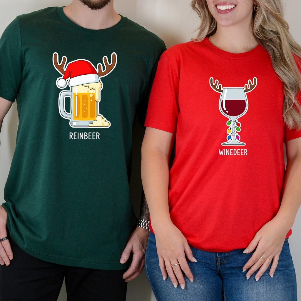Winedeer Reinbeer Funny Matching T-Shirts For Couples product image 2