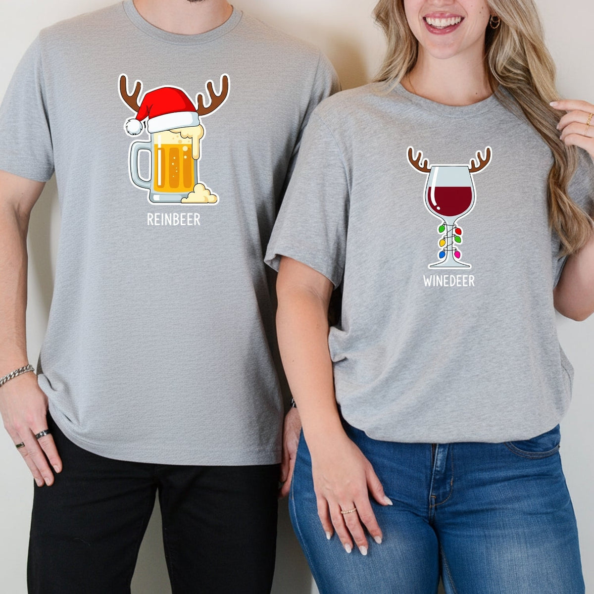 Winedeer Reinbeer Funny Matching T-Shirts For Couples product image 4