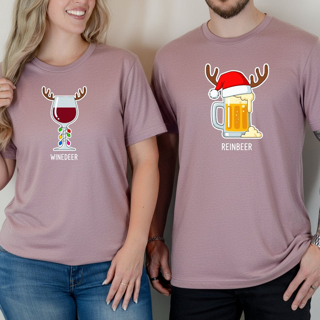 Winedeer Reinbeer Funny Matching T-Shirts For Couples product image 6