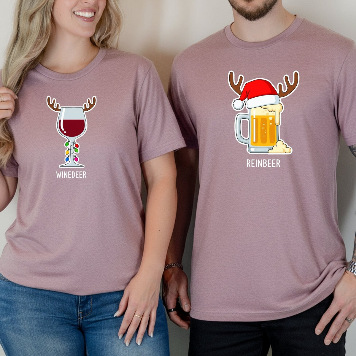 Winedeer Reinbeer Funny Matching T-Shirts For Couples product image 6