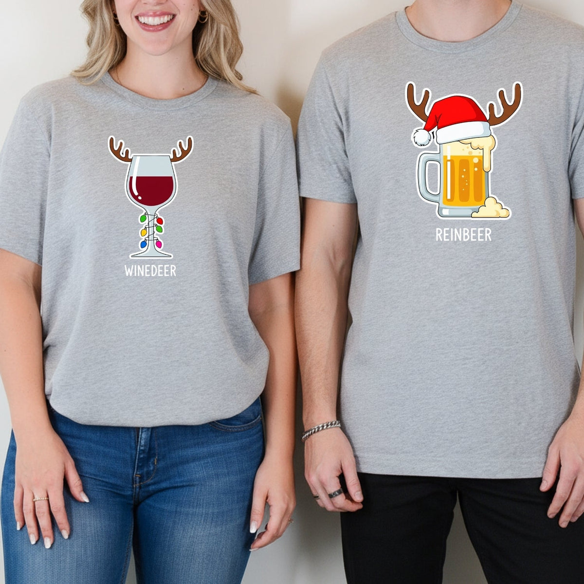 Winedeer Reinbeer Funny Matching T-Shirts For Couples product image 7