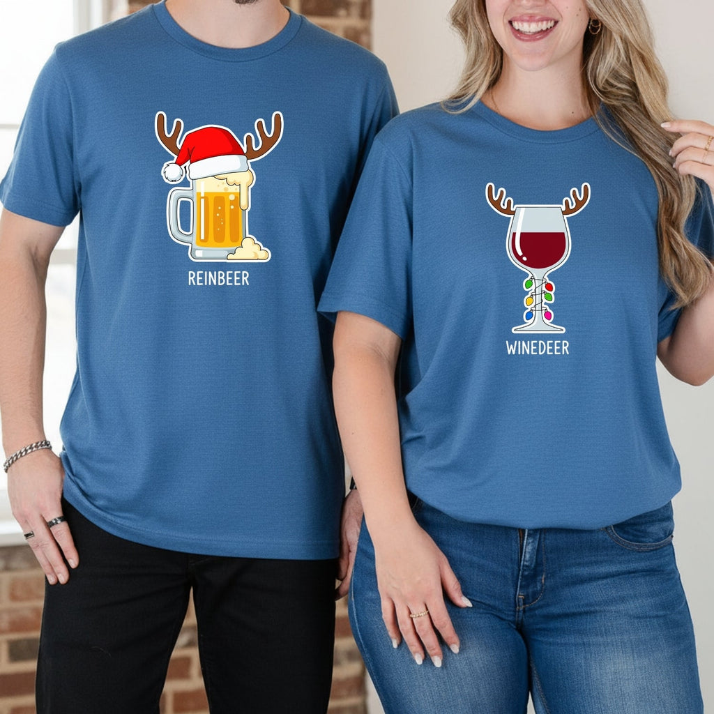 Winedeer Reinbeer Funny Matching T-Shirts For Couples product image 9