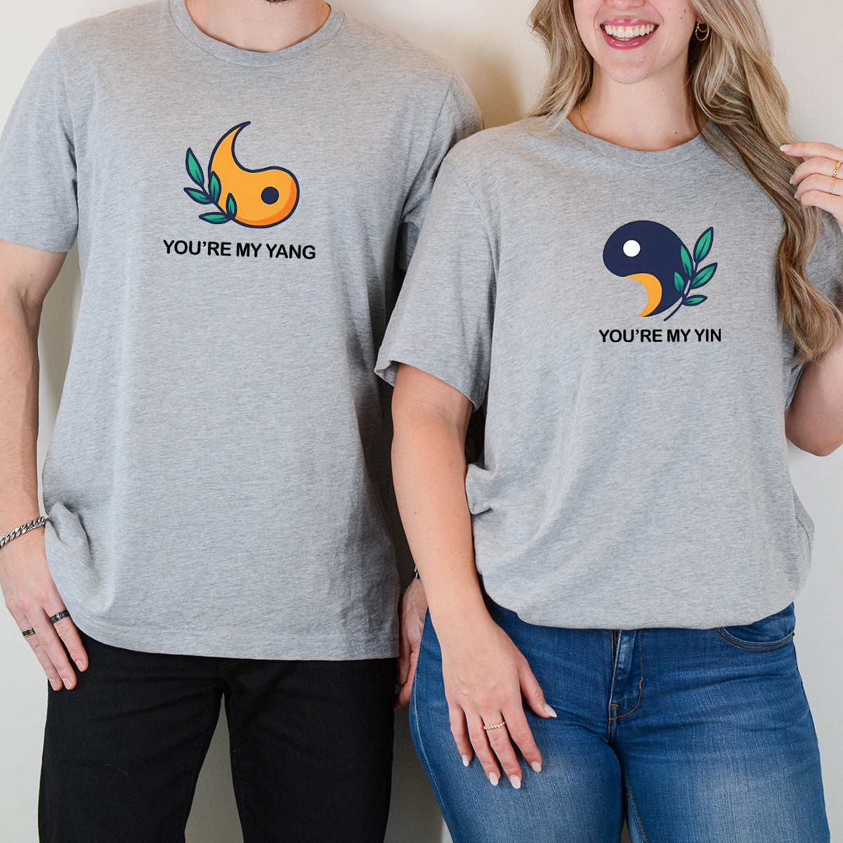 Yin Yang With Leaves Matching T-Shirts For Couples product image 4