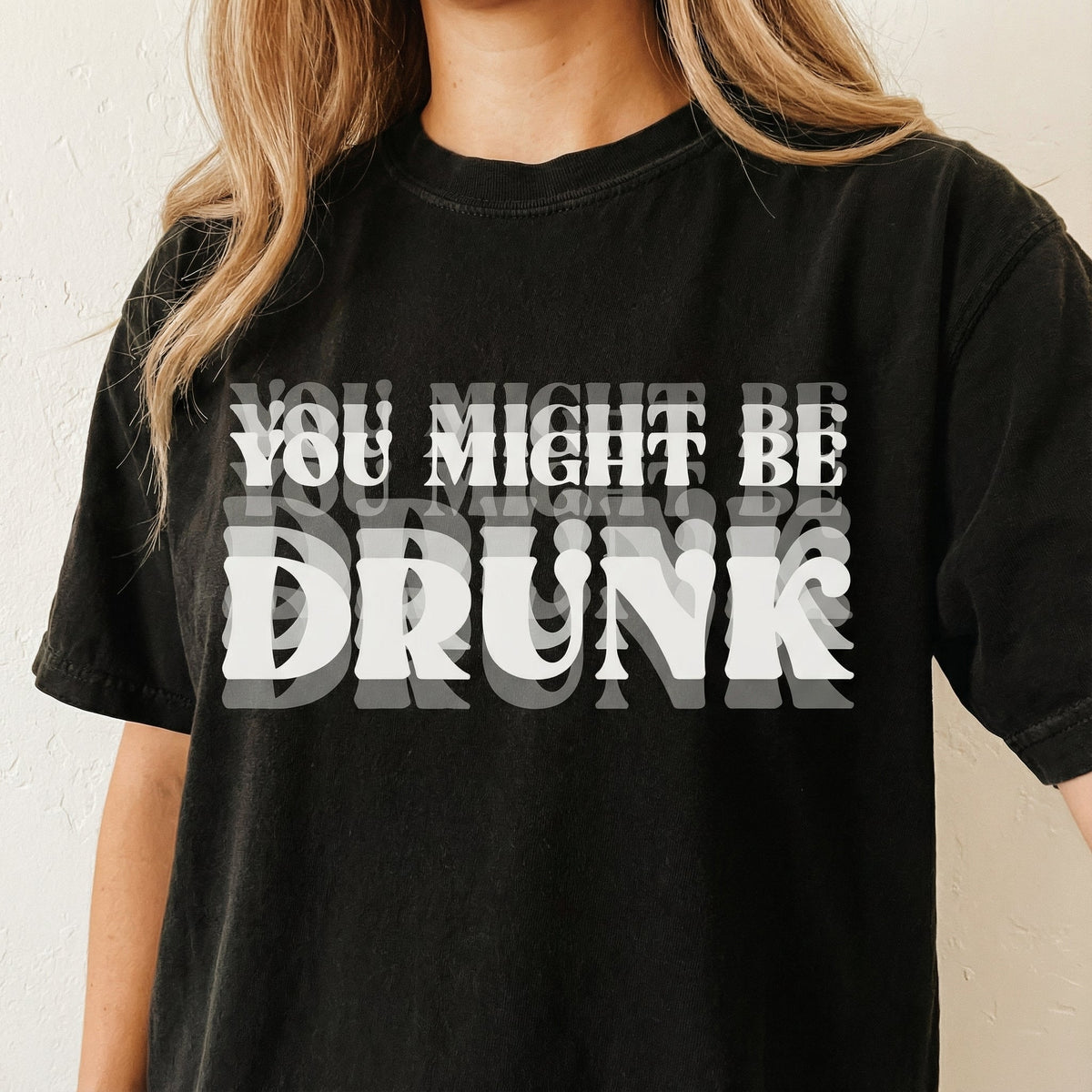 You Might Be Drunk Funny Shirt – Glitchy Text Graphic Tee – product image 2