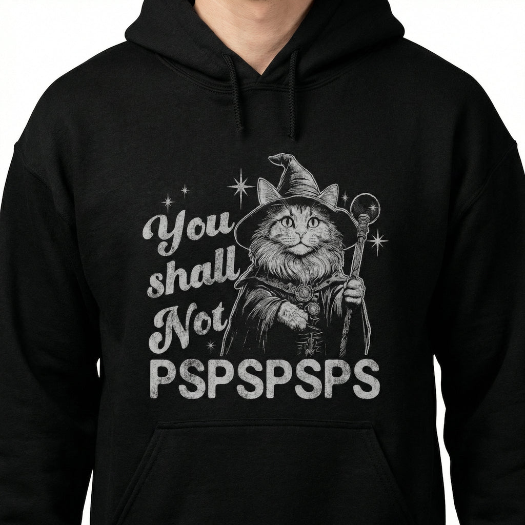 You Shall Not PSPSPSPS Funny Cat Wizard T-Shirt – Dad Humor product image 3