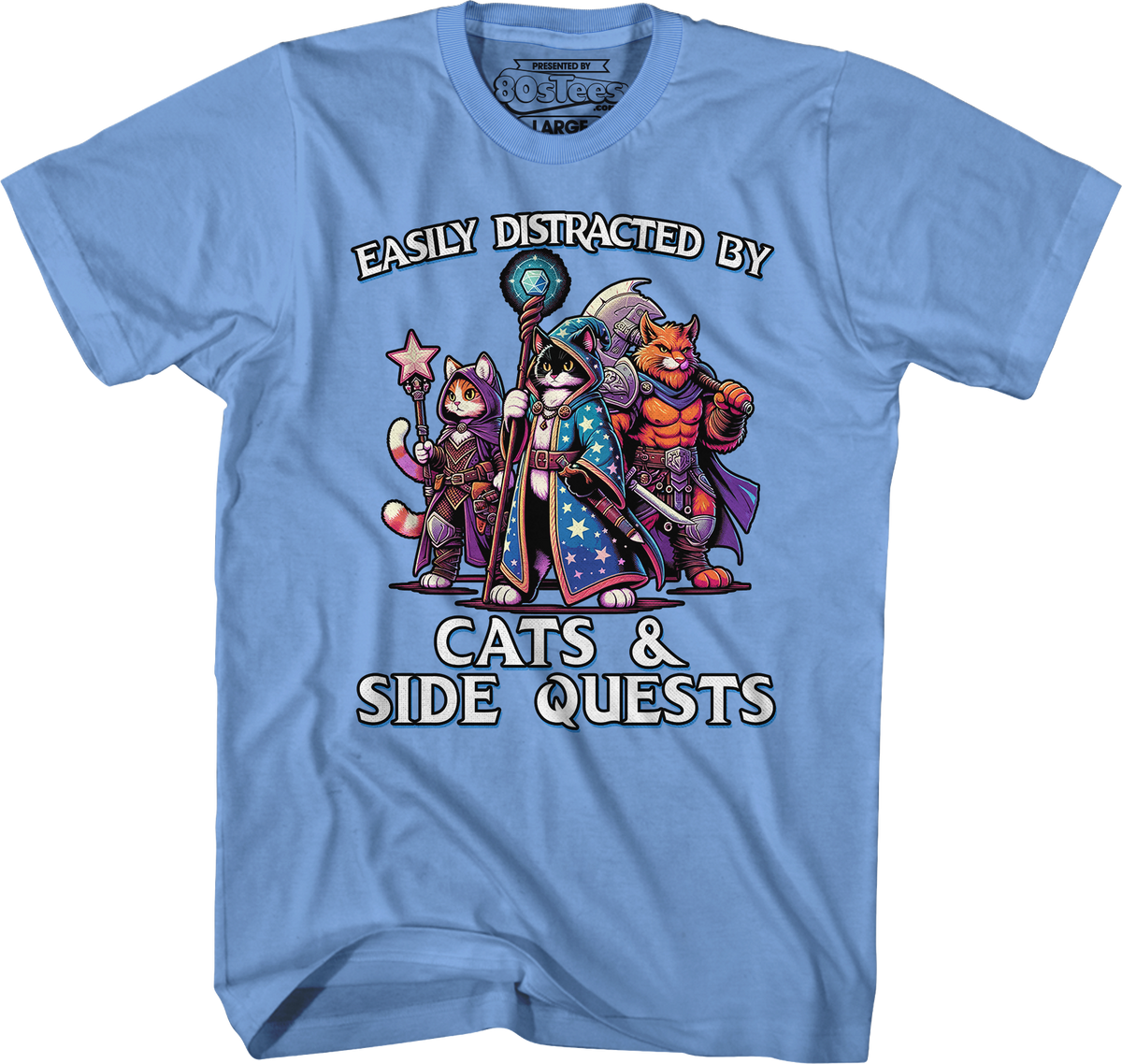 Easily Distracted By Cats & Side Quests T-Shirt product image 3