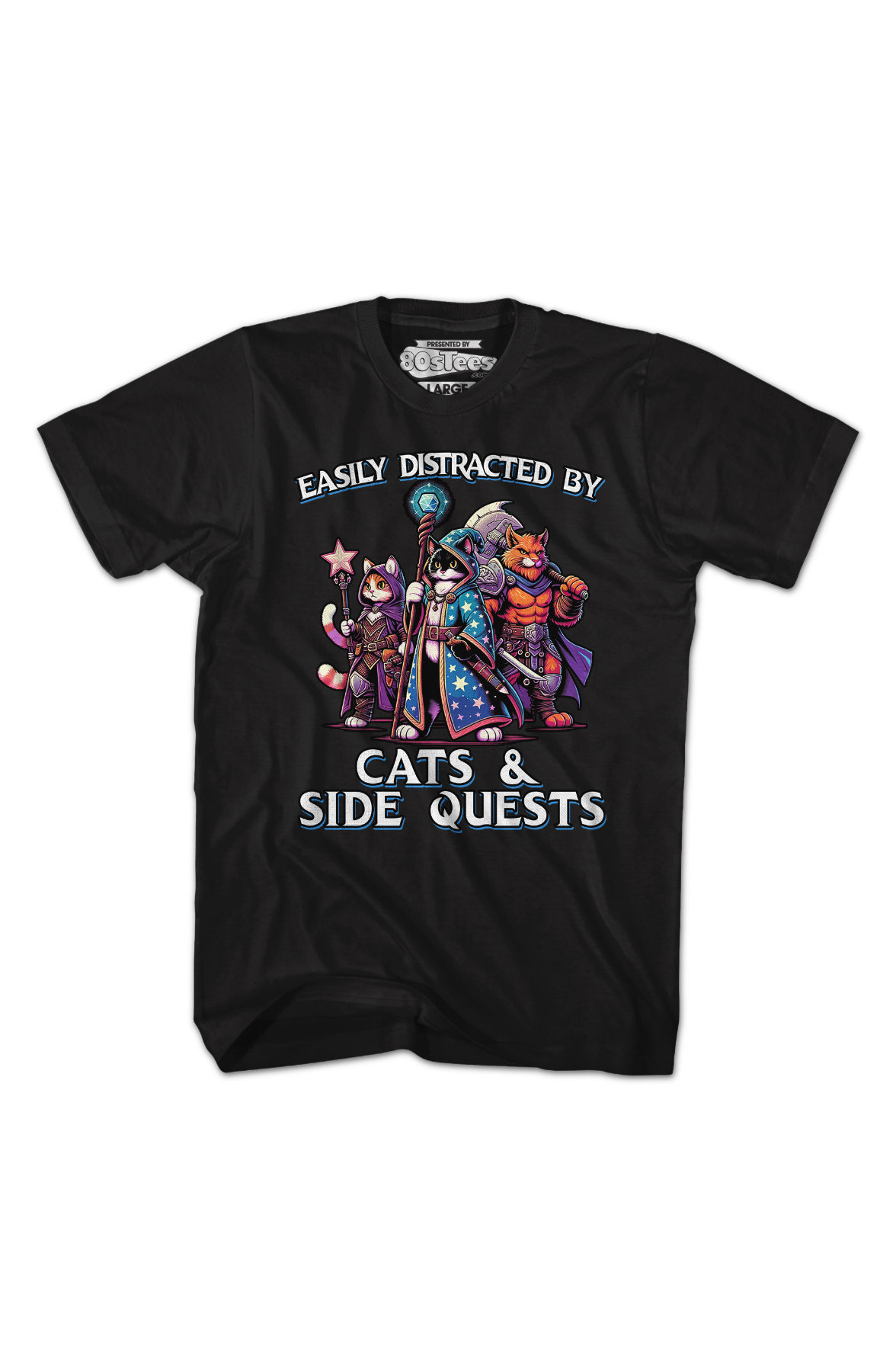 Easily Distracted By Cats & Side Quests T-Shirt product image 2