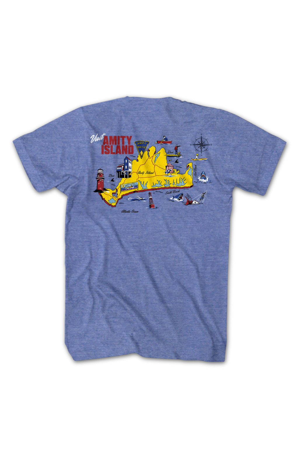 Front & Back Amity Island Map Jaws T-Shirt product image 2