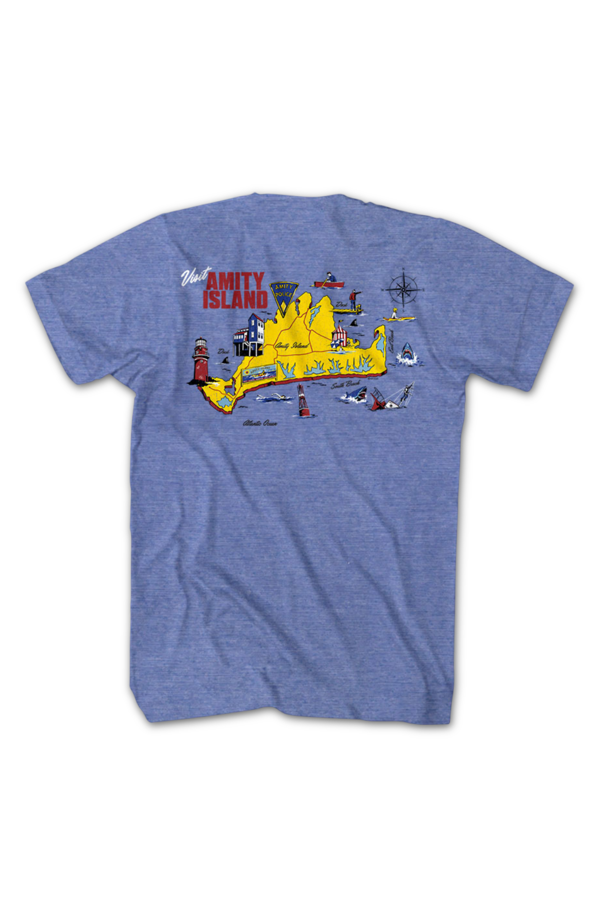 Front & Back Amity Island Map Jaws T-Shirt product image 2