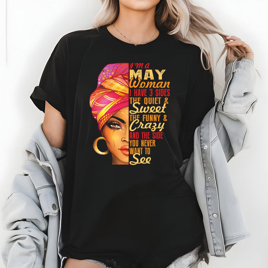 May Woman T-Shirt – I Have 3 Sides Funny Birthday Gift product image 2