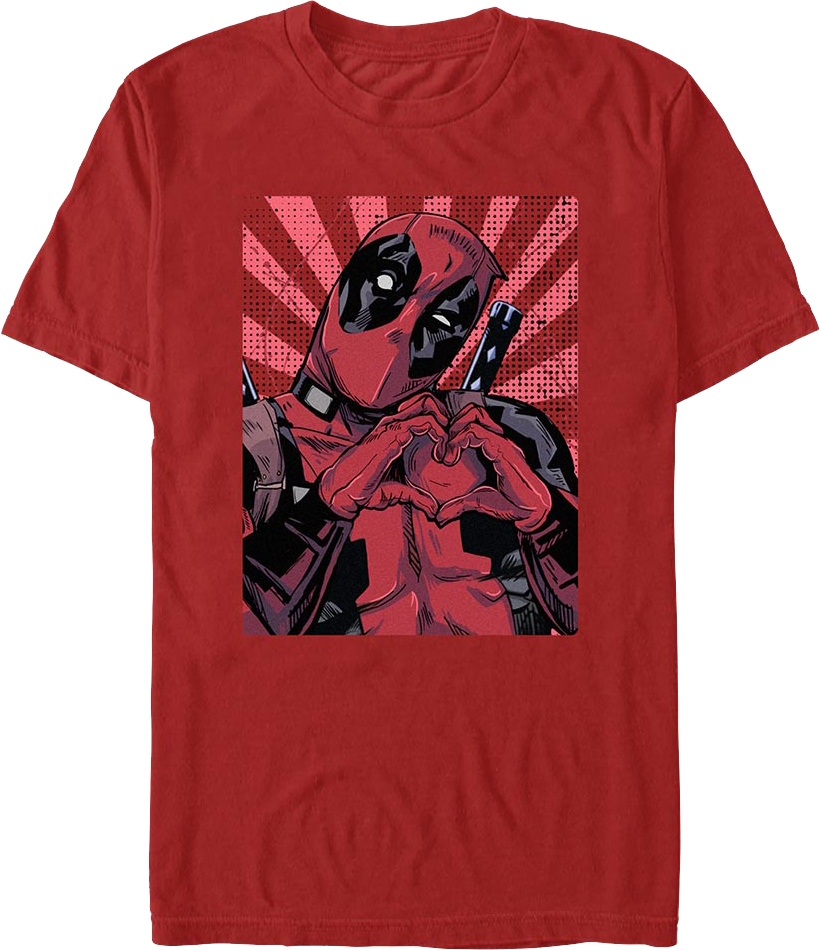 Red Deadpool Heart Hands Marvel Comics T-Shirt product image 1