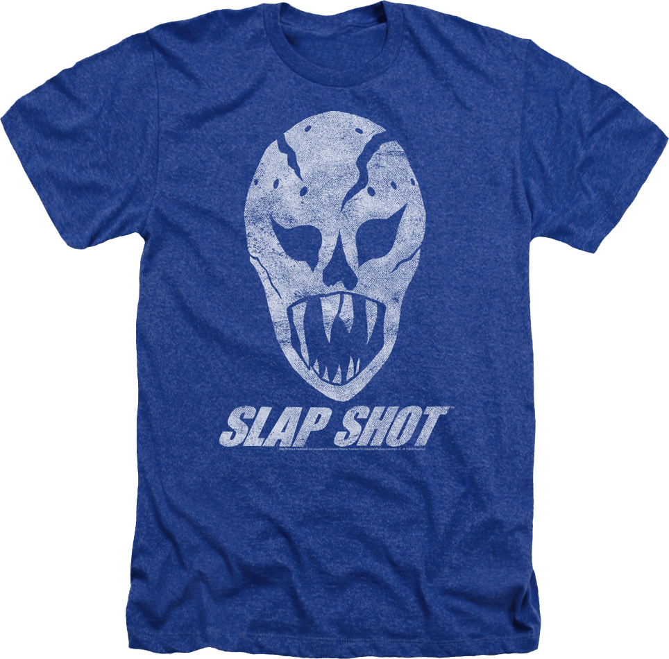 Royal Heather Goalie Mask Slap Shot T-Shirt product image 1