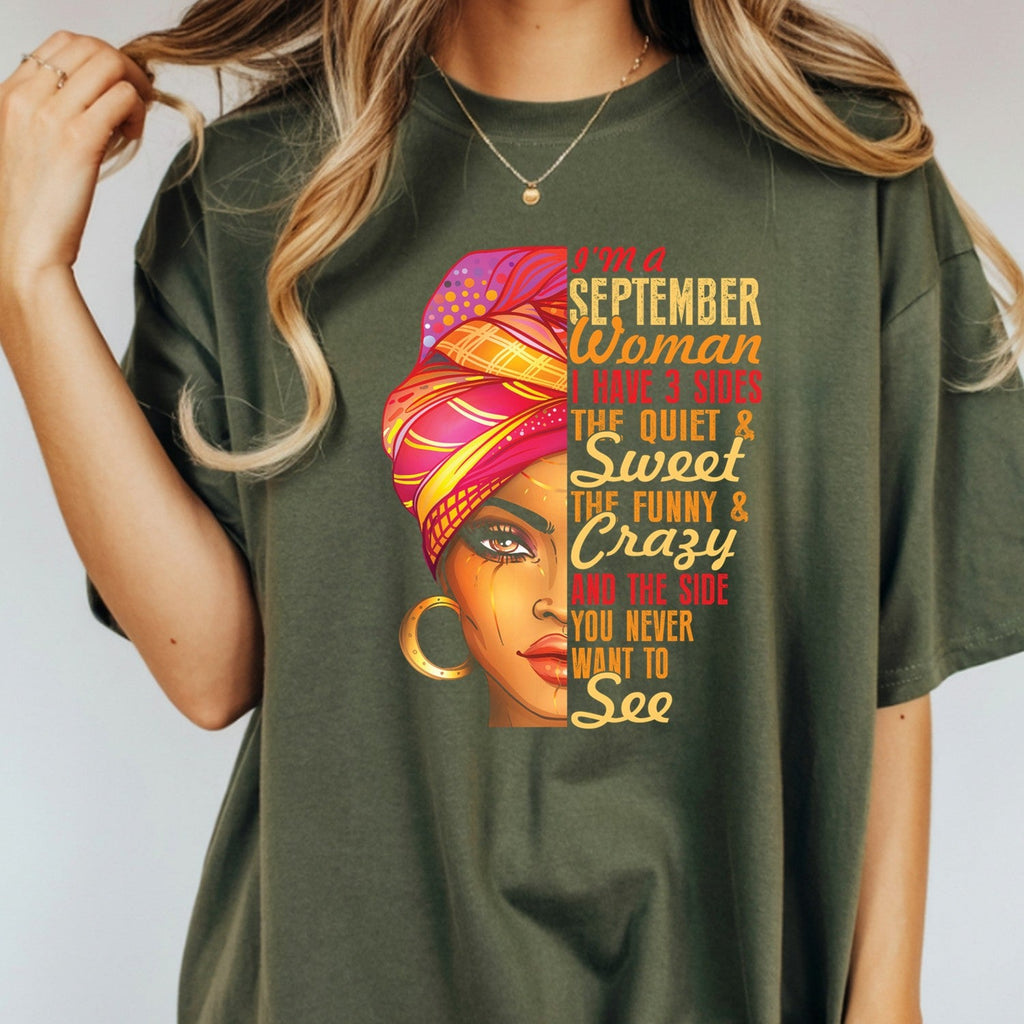 September Woman T-Shirt – I Have 3 Sides Funny Birthday product image 4