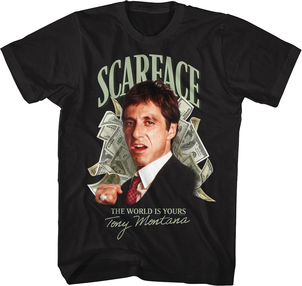 Tony Montana Money The World Is Yours Scarface T-Shirt product image 1