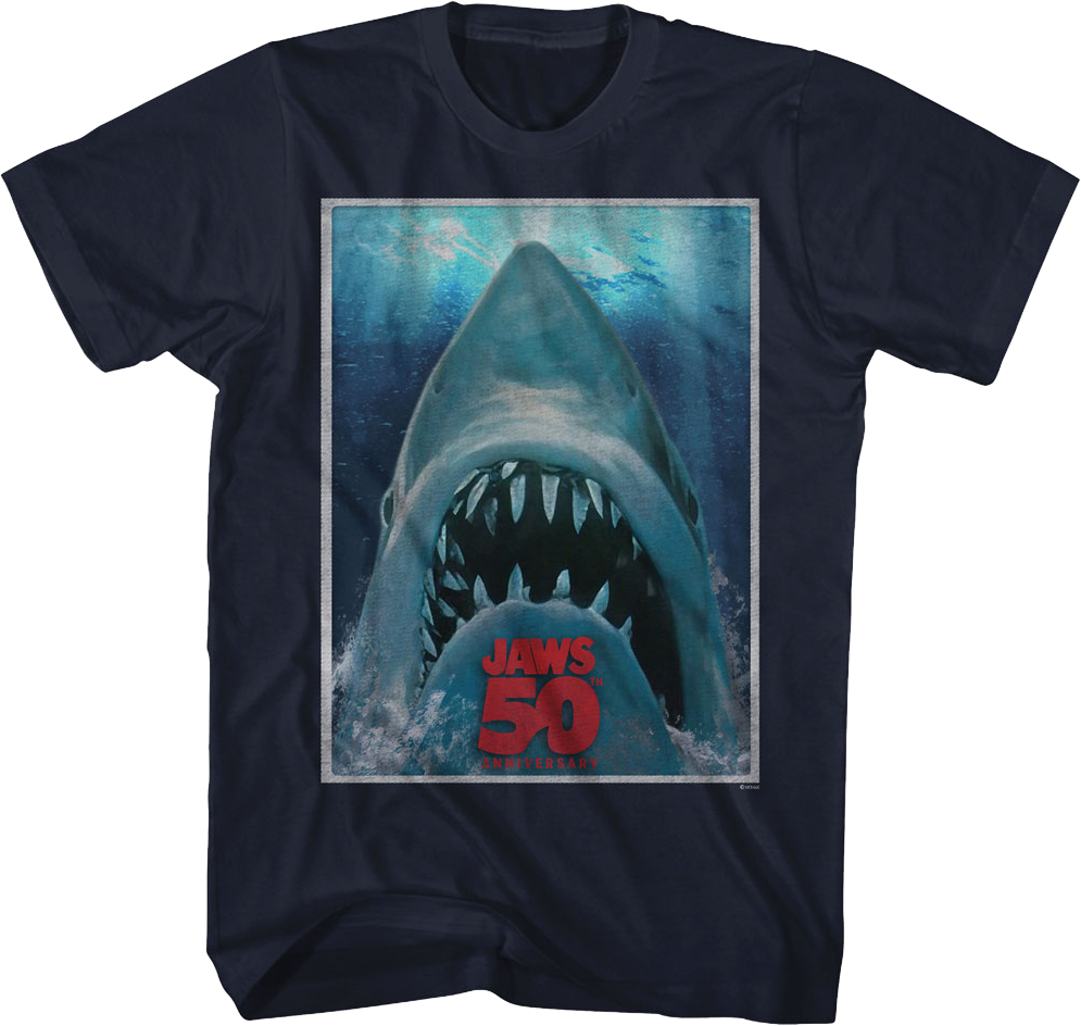 Vintage 50th Anniversary Poster Jaws T-Shirt
