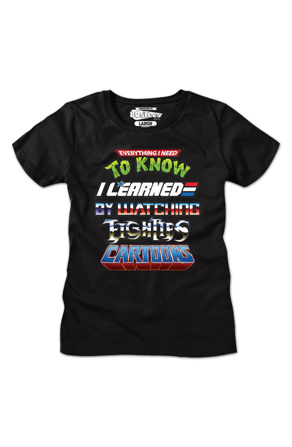 Womens Black Everything I Need To Know Eighties Cartoons product image 2
