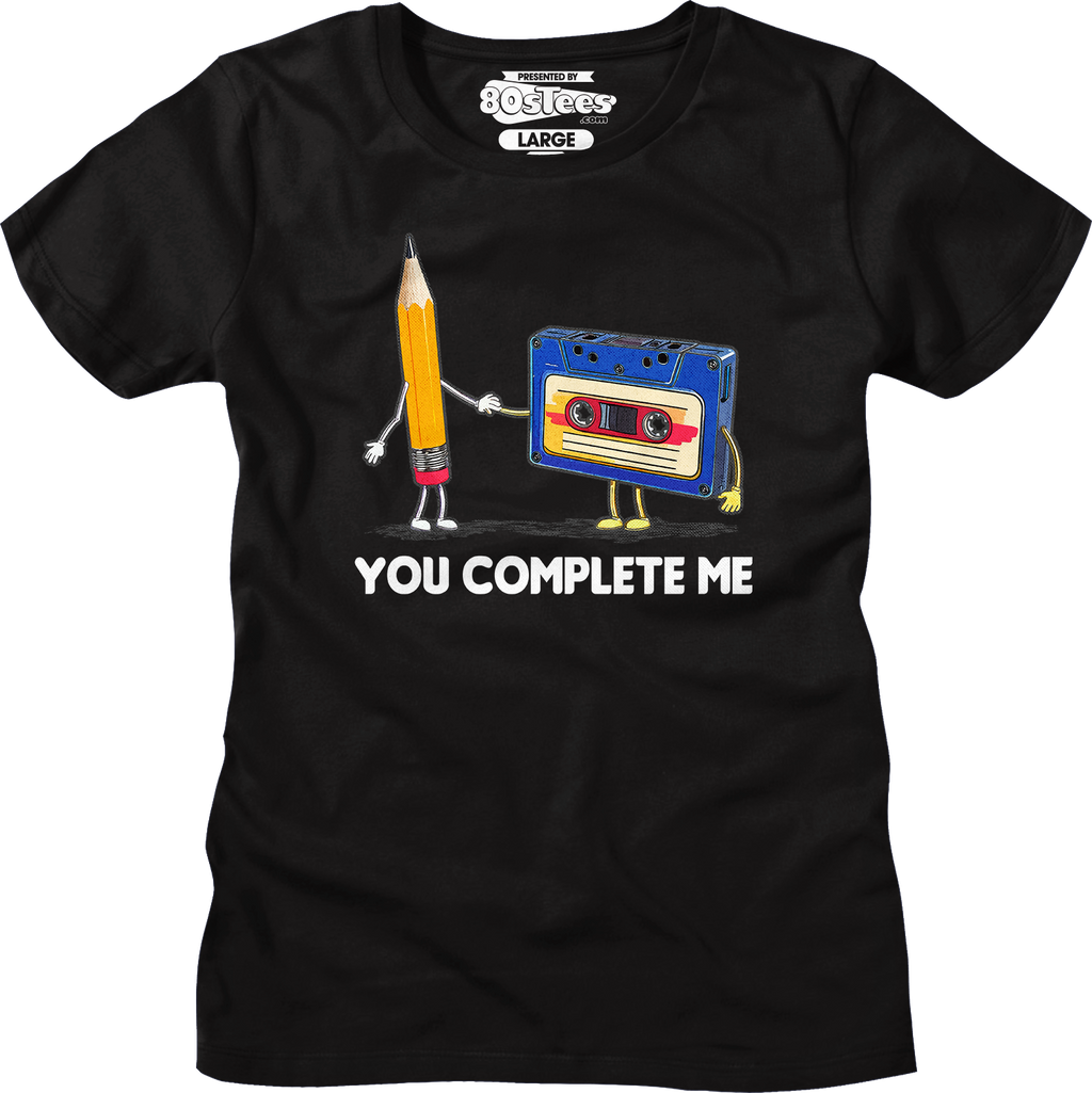 Womens You Complete Me Pencil & Cassette Shirt product image 1