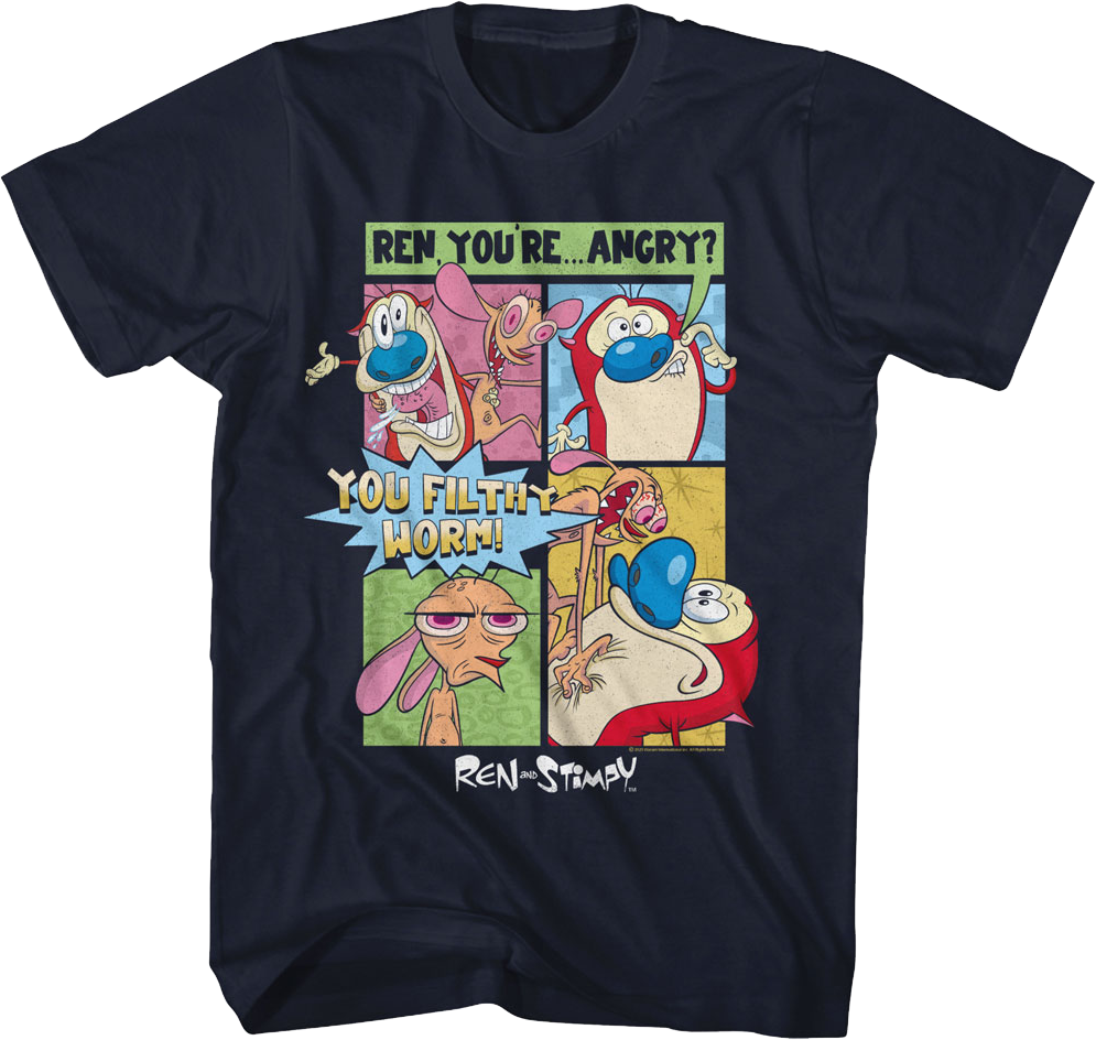 You Filthy Worm Ren And Stimpy T-Shirt product image 1